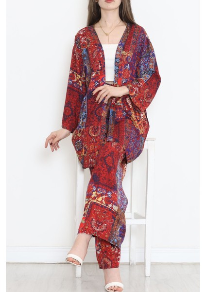 Melisbutik Kimono Takım Bordo - 10553.1095.