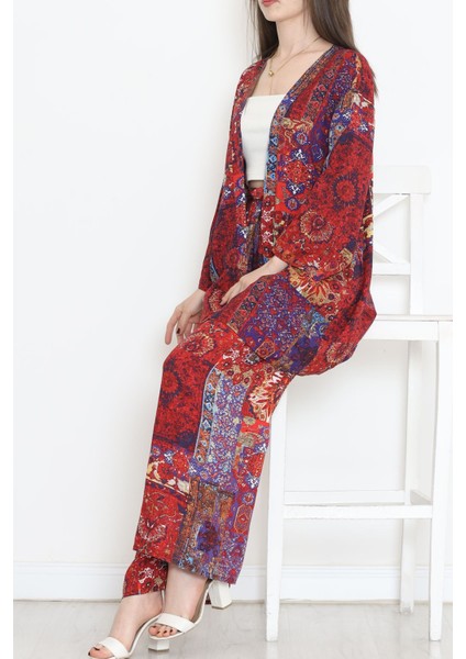 Melisbutik Kimono Takım Bordo - 10553.1095.