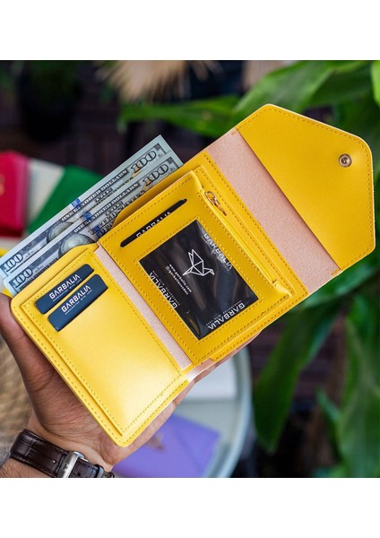 Gift Kişiye Özel Isimli Vegan Deri Mini Sarı Kadın Cüzdanı, Sevgiliye Hediye, Anneye Hediye, Arkadaşa Hediye fırsatları
