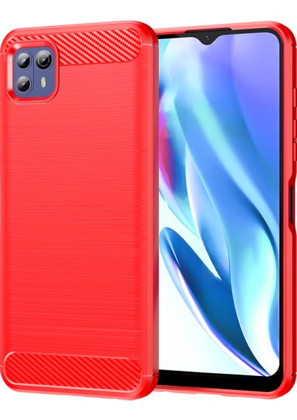 Motorola Moto G50 5g Için Yumuşak Karbon Fiber Fırçalanmış Tpu Telefon Kılıfı - Kırmızı (Yurt Dışından)
