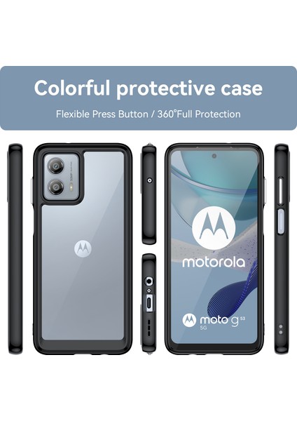 Motorola Moto G53 Için Şeffaf Pc Arka Tpu Tampon Telefon Kılıfı - Siyah (Yurt Dışından) fiyatları