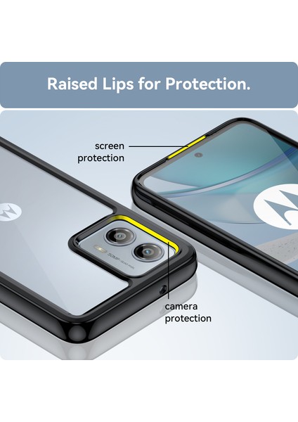 Motorola Moto G53 Için Şeffaf Pc Arka Tpu Tampon Telefon Kılıfı - Siyah (Yurt Dışından) fırsatları
