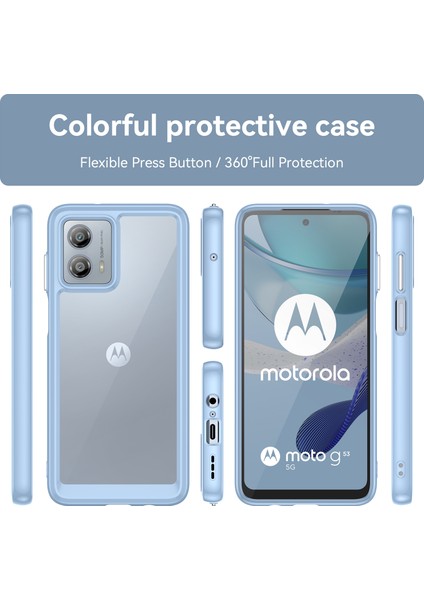 Motorola Moto G53 Için Şeffaf Pc Arka Tpu Tampon Telefon Kılıfı - Mavi (Yurt Dışından) fiyatları