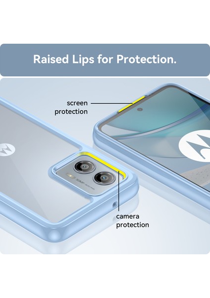 Motorola Moto G53 Için Şeffaf Pc Arka Tpu Tampon Telefon Kılıfı - Mavi (Yurt Dışından) fırsatları