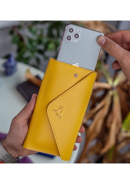 Gift Kişiye Özel Isimli Telefon ve Bozuk Para Bölmeli Zarf Model Sarı Kadın Cüzdanı, Sevgiliye Hediye, Anneye Hediye fiyatları