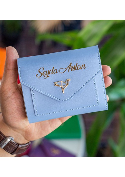 Gift Kişiye Özel Isimli Vegan Deri Mini Bebe Mavisi Kadın Cüzdanı, Sevgiliye Hediye, Anneye Hediye, Arkadaşa Hediye
