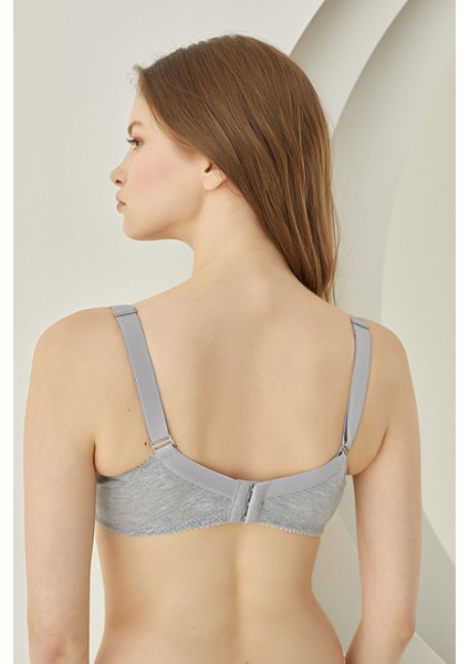 Gri Dantelli Balenli Penye Toparlayıcı Sütyen modelleri