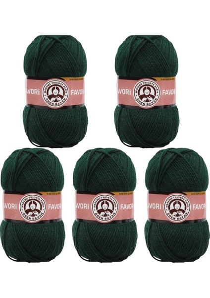 Favori Örgü Ipi Koyu Yeşil (088) 5'li Paket