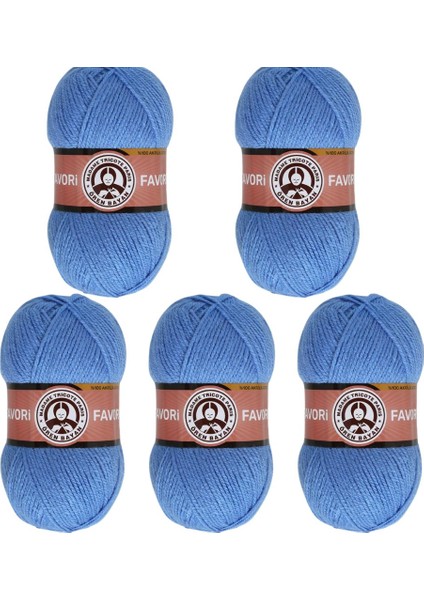 Favori Örgü Ipi Mavi (015) 5'li Paket