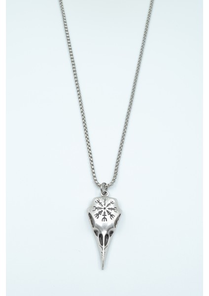 Kuzgun Kafatası - Vegvisir Örme Zincir Kolye fiyatları