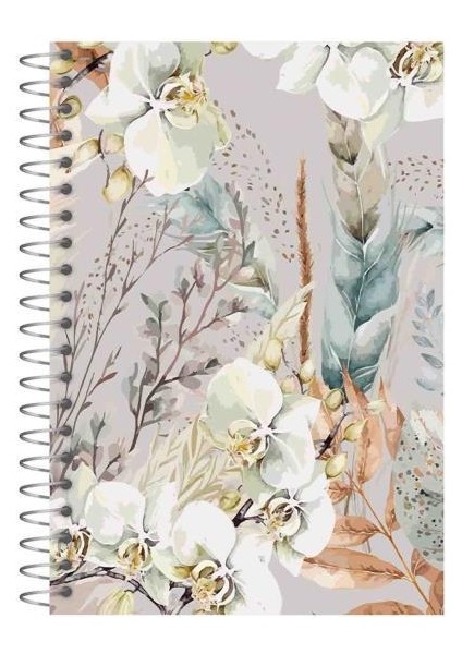 Dokulu Kapak 120 Yaprak Spiralli Çizgili Ivory Defter 17X24 cm Pastel Yeşil