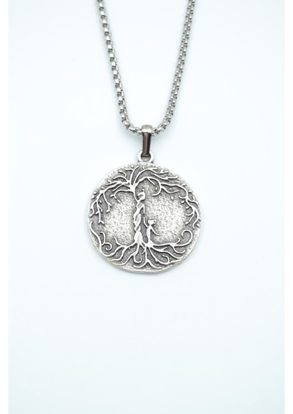 Anne Çocuk - Hayat Ağacı Örme Zincir Kolye