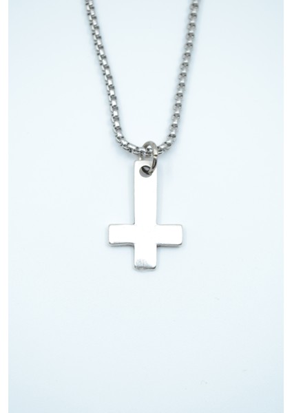Minimal Ters Haç Örme Zincir Kolye