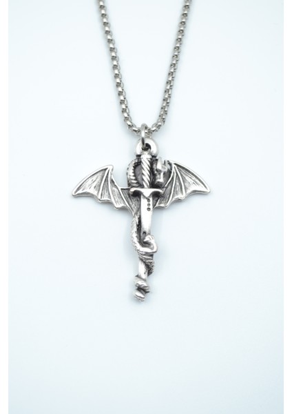 Ejderha Kılıç Örme Zincir Kolye