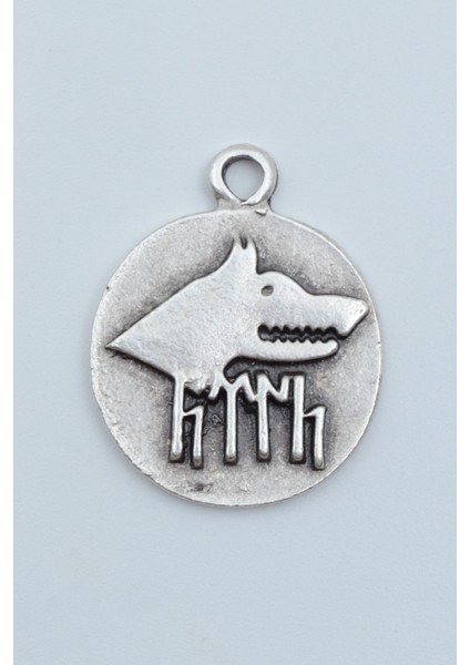 Göktürkçe Türk - Kurt Madalyon Örme Zincir Kolye modelleri