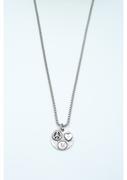 Barış Sembolü - Kalp -Gülen Surat Örme Zincir Kolye fiyatları