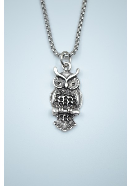 Minimal Baykuş Örme Zincir Kolye