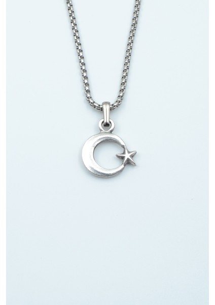 Minimal Ay Yıldız Örme Zincir Kolye