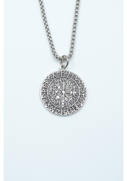 Vegvisir Viking Pusulası Örme Zincir Kolye