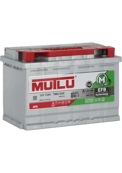12 Volt 72 Amper Efb Start Stop (Üretim Yılı: 2024)