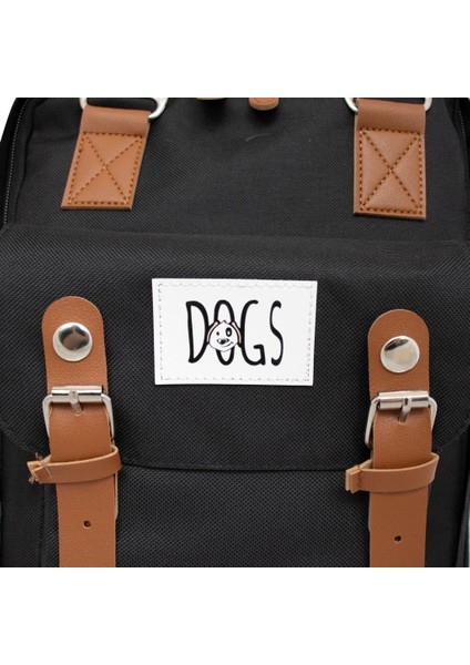 Dogs USB Girişli Sırt Çantası Siyah