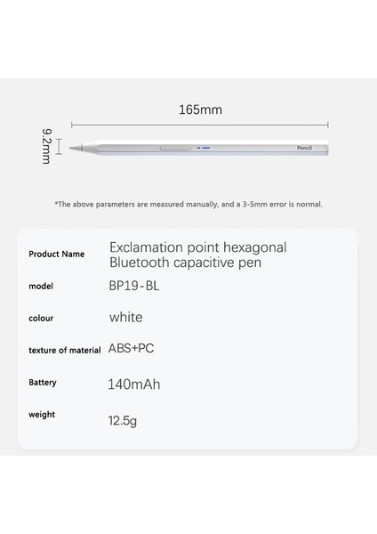 BP19-BL Tip-C Manyetik Bluetooth Stylus Pen Beyaz (Yurt Dışından)