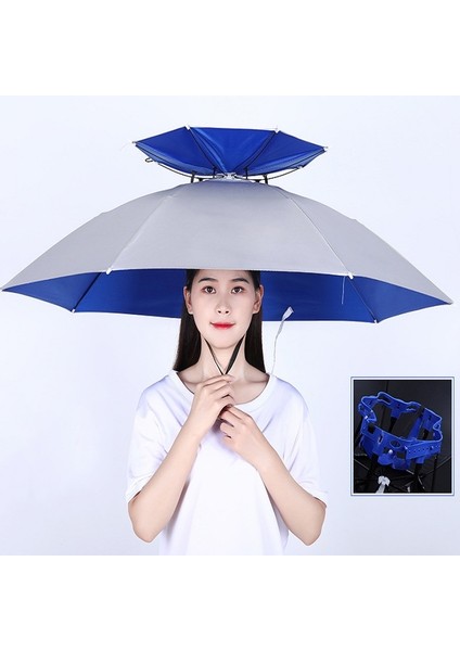 2 Katmanlı Dış Mekan Umbrla Şapkası, Renk: 95 Gümüş (Kauçuk Kol) Çok Renkli (Yurt Dışından)