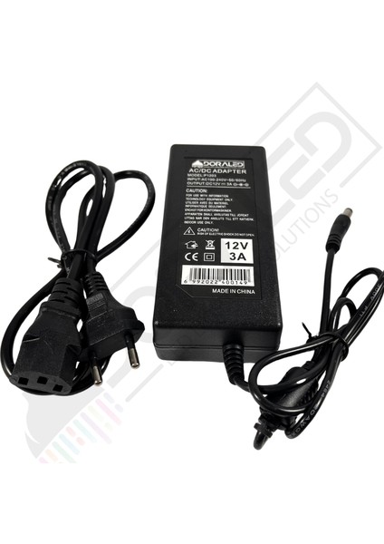12 Volt 3 A Masa Tip Adaptör 12 Volt 3 Amper Masa Tipi