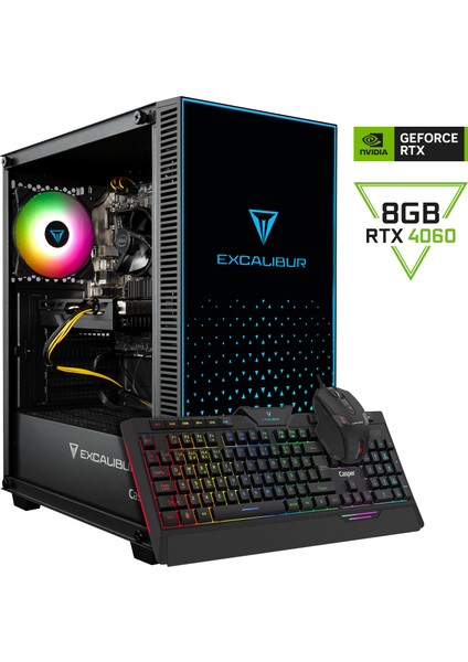 Excalibur E65H.127F-BFB0X-0FD Intel Core i7 12700F 16GB 1TB SSD RTX4060 Freedos Masaüstü Bilgisayar