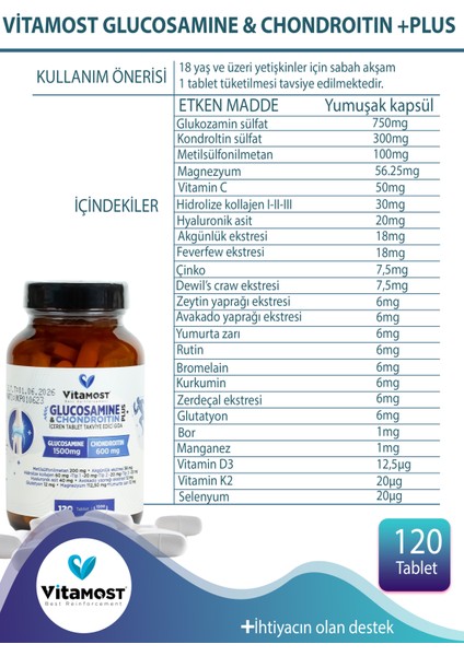 Glucosamıne & Chondroıtın Plus 120 Tablet 1500 Mg