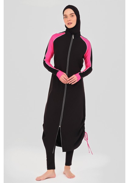 Spor Parmak Geçirmeli Uzun Tesettür Mayo