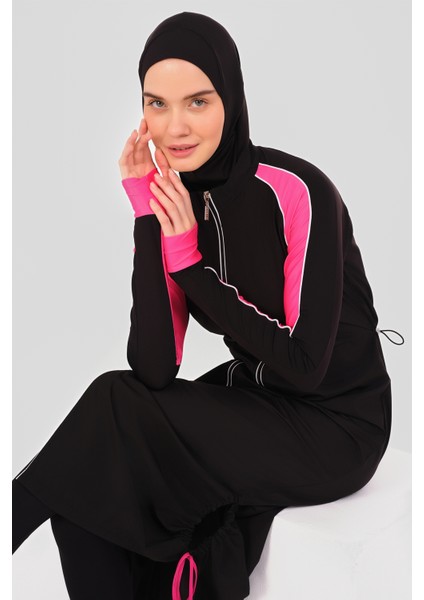 Spor Parmak Geçirmeli Uzun Tesettür Mayo modelleri