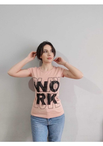Kadın Play Love Baskılı T-Shirt Yeni Season