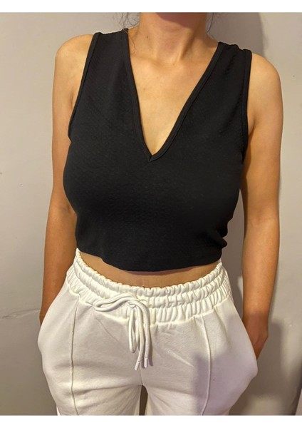 Kadın Likralı Crop Bluz Blz