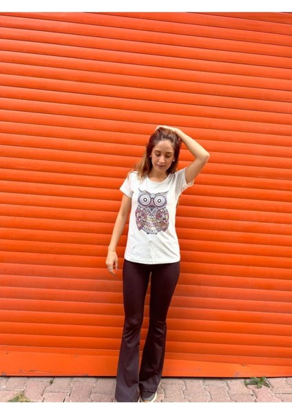 Beyaz Baykuş Baskılı Semi T-Shirt fiyatları