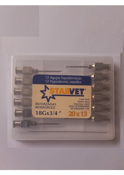 Enjektör Iğnesi 20 x 13 mm / 18GX3/4 (1 Kutu - 12 Adet )
