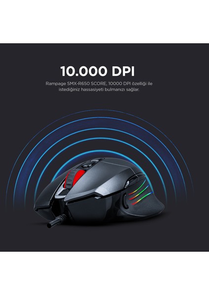 SMX-R650 SCORE Usb Siyah 10000 Dpi RGB Gaming Oyuncu Mouse