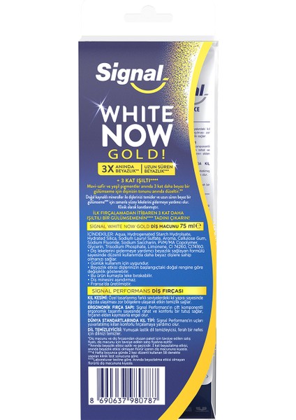 White Now Diş Macunu Gold 75 ml + Diş Fırçası Performans