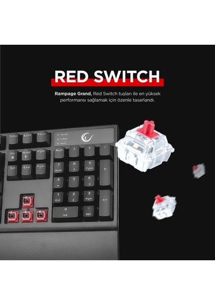 KB-R29 GRAND RGB Ledli Mekanik Red Optical Switch Gaming Oyuncu Klavyesi