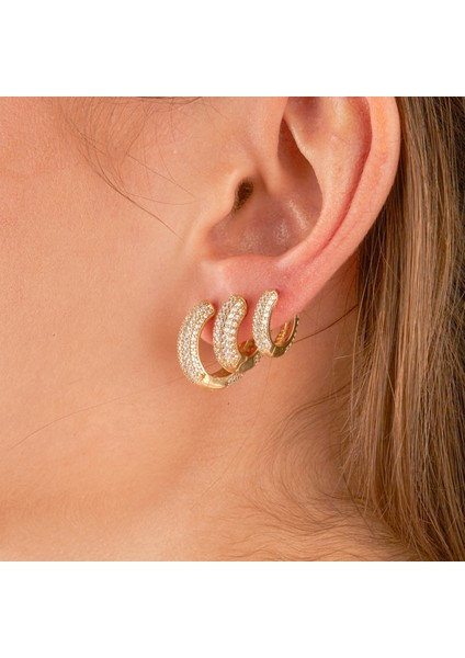 Ronn Large Küpe 1 Mikron 18 Ayar Altın Kaplama (925 Ayar Gümüş Üzerine), Zirkonyum fiyatları