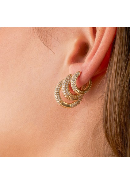 Ronn Large Küpe 1 Mikron 18 Ayar Altın Kaplama (925 Ayar Gümüş Üzerine), Zirkonyum modelleri