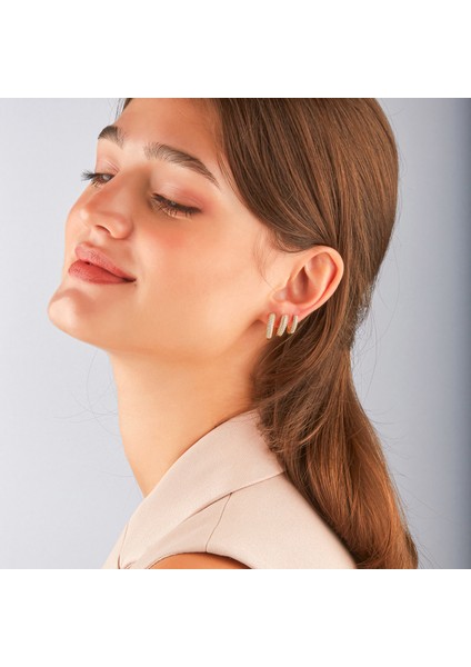 Ronn Large Küpe 1 Mikron 18 Ayar Altın Kaplama (925 Ayar Gümüş Üzerine), Zirkonyum