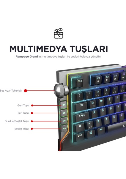 KB-R29 GRAND RGB Ledli Mekanik Red Optical Switch Gaming Oyuncu Klavyesi