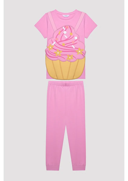 Kız Çocuk Cupcake Çok Renkli  Pijama Seti