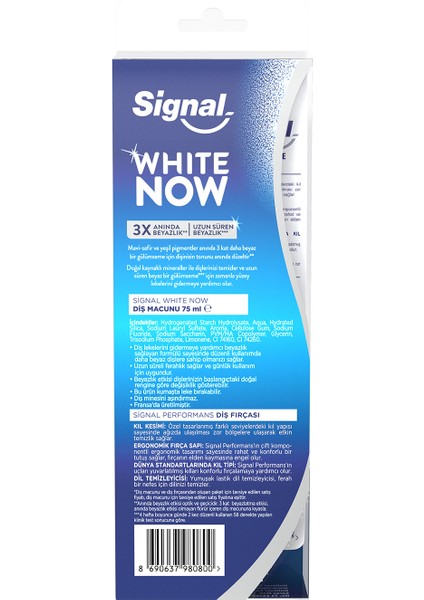 White Now Diş Macunu Original 75 ml + Diş Fırçası Performans