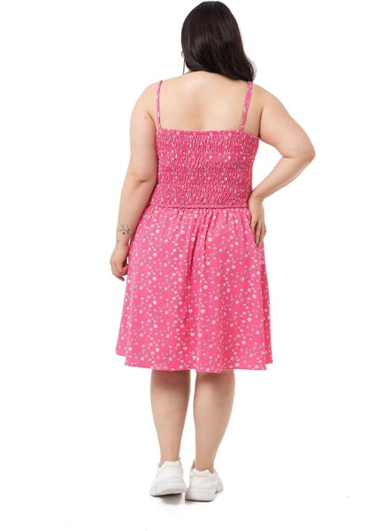 Büyük Beden Ayarlanabilir Ince Askılı Bluz Etek Fuşya Ikili Takım modelleri