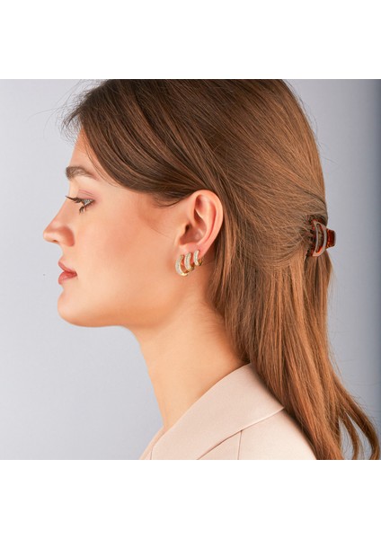 Ronn Large Küpe 1 Mikron 18 Ayar Altın Kaplama (925 Ayar Gümüş Üzerine), Zirkonyum