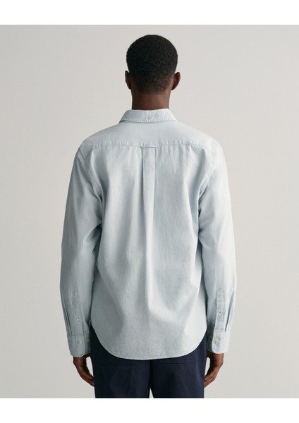 Erkek Mavi Regular Fit Düğmeli Yaka Oxford Gömlek 3230233.474