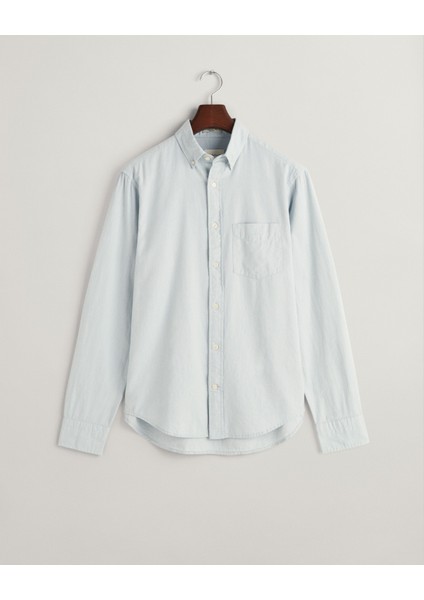 Erkek Mavi Regular Fit Düğmeli Yaka Oxford Gömlek 3230233.474