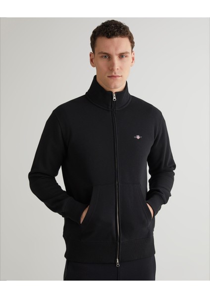 Erkek Siyah Regular Fit Fermuarlı Logolu Sweatshirt 2008006.5
